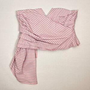 Zara Womens Size XXL Pink Pinstripe Strapless Cotton Crop Tube Top Preppy